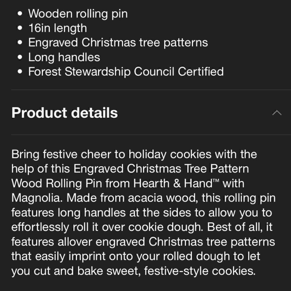 Hearth & Hand Christmas Tree Rolling Pin - Picture 6 of 7